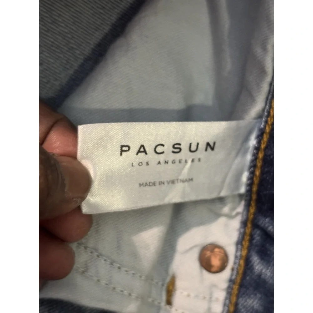 Pacsun Jeans Mens 31x32 Black Stacked Skinny Dark Wash Distressed‎ Pants
